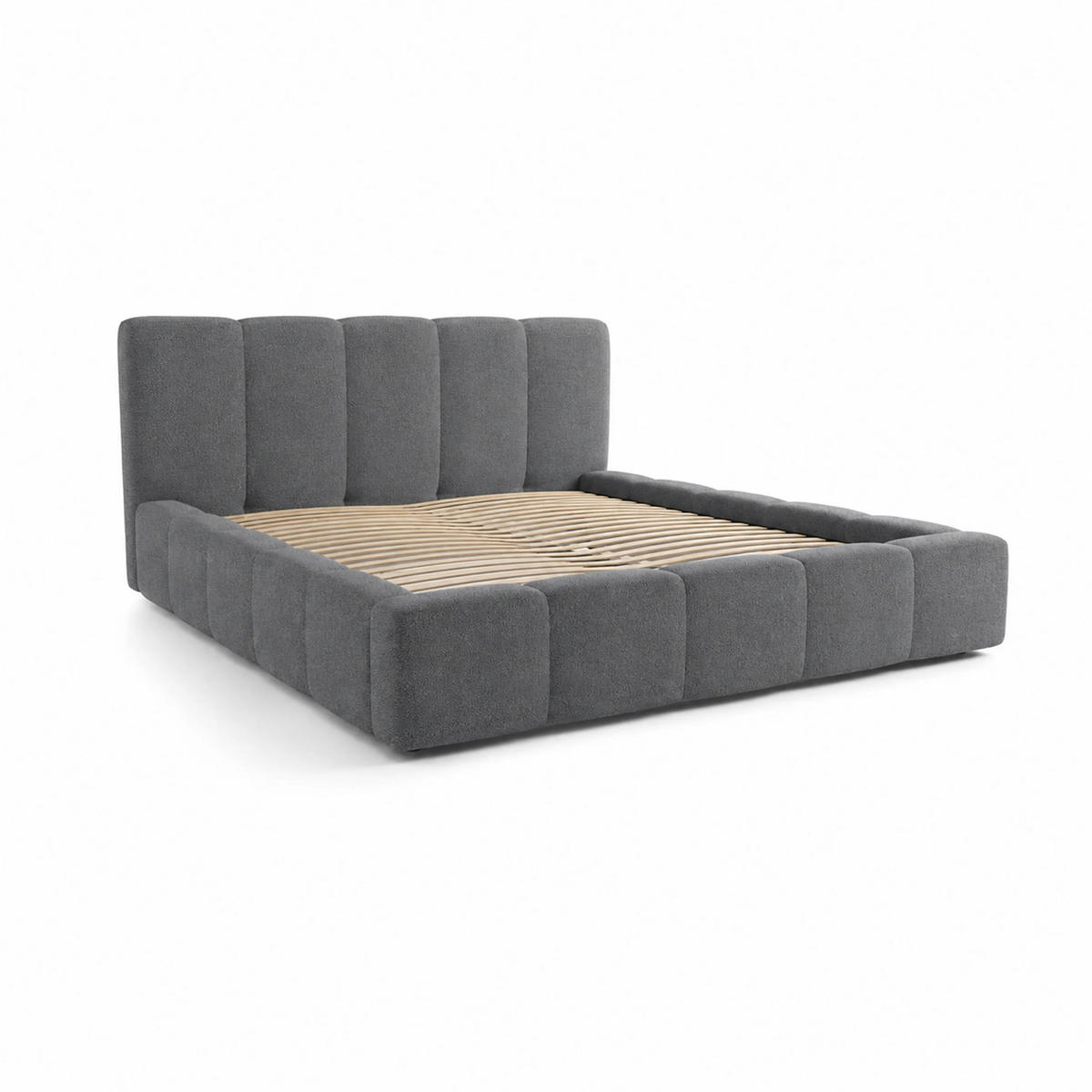 POLSTERBETT Palermo 160x200 cm mit Stauraum und elegantem Kopfteil - Holzrahmen, Velo Dunkelgrau - Dunkelgrau, Holz/Textil (160/200cm) - Chilly