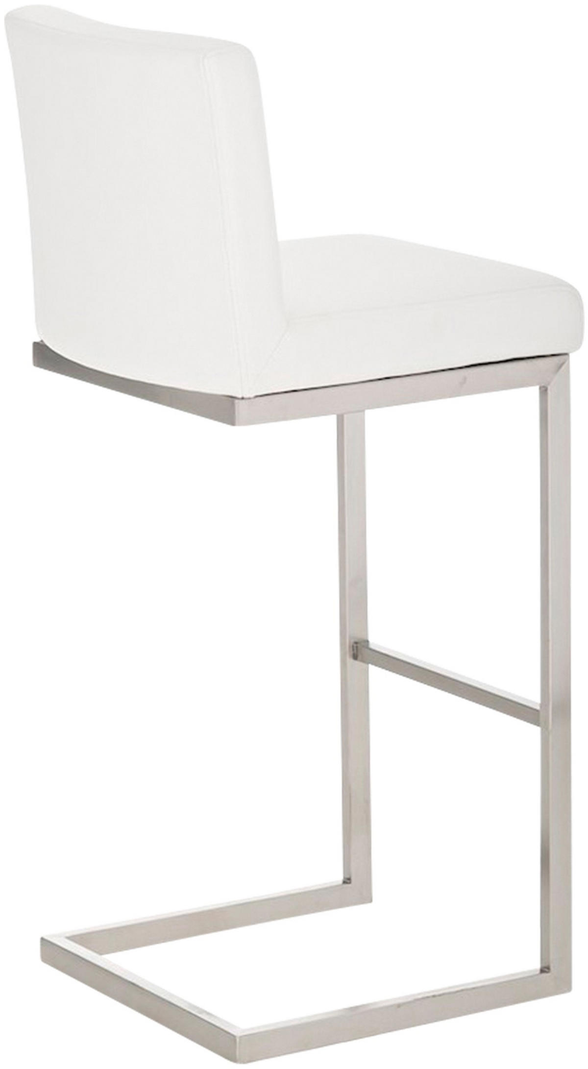 BARHOCKER 2er Set Paragon Kunstleder weiß - Edelstahlfarben/Weiß, Kunststoff/Metall (42/104/48cm) - TPFLiving