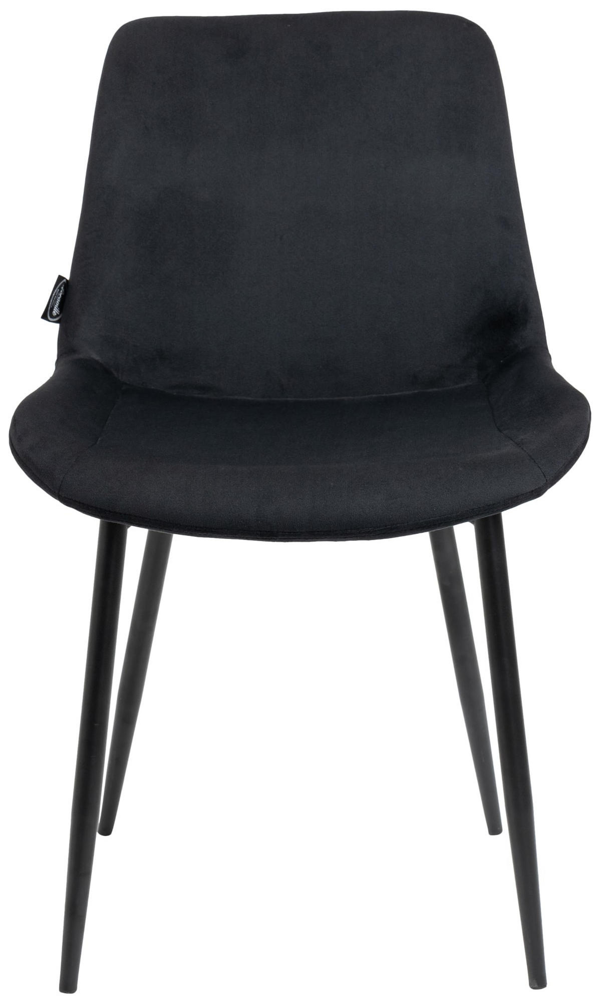 STUHL 2er Set Samt schwarz - Schwarz, Textil/Metall (51/80/60cm) - CLP