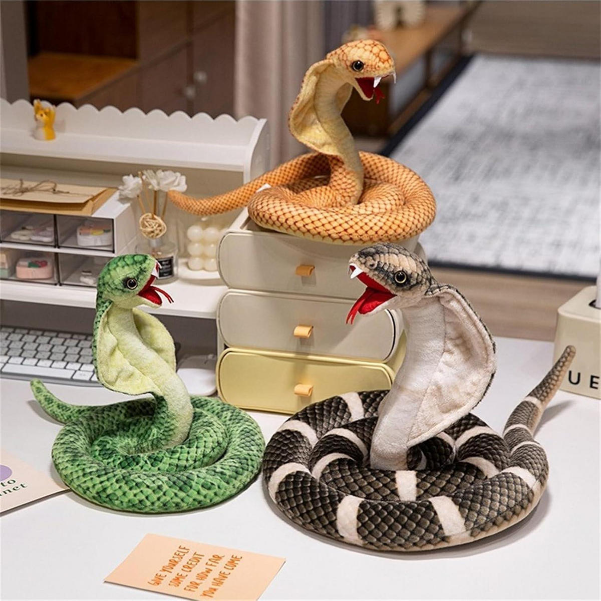 PLÜSCHTIER Schlange Kuscheltier groß, realistische Kobra in grau - Grau, Textil (6/10cm)