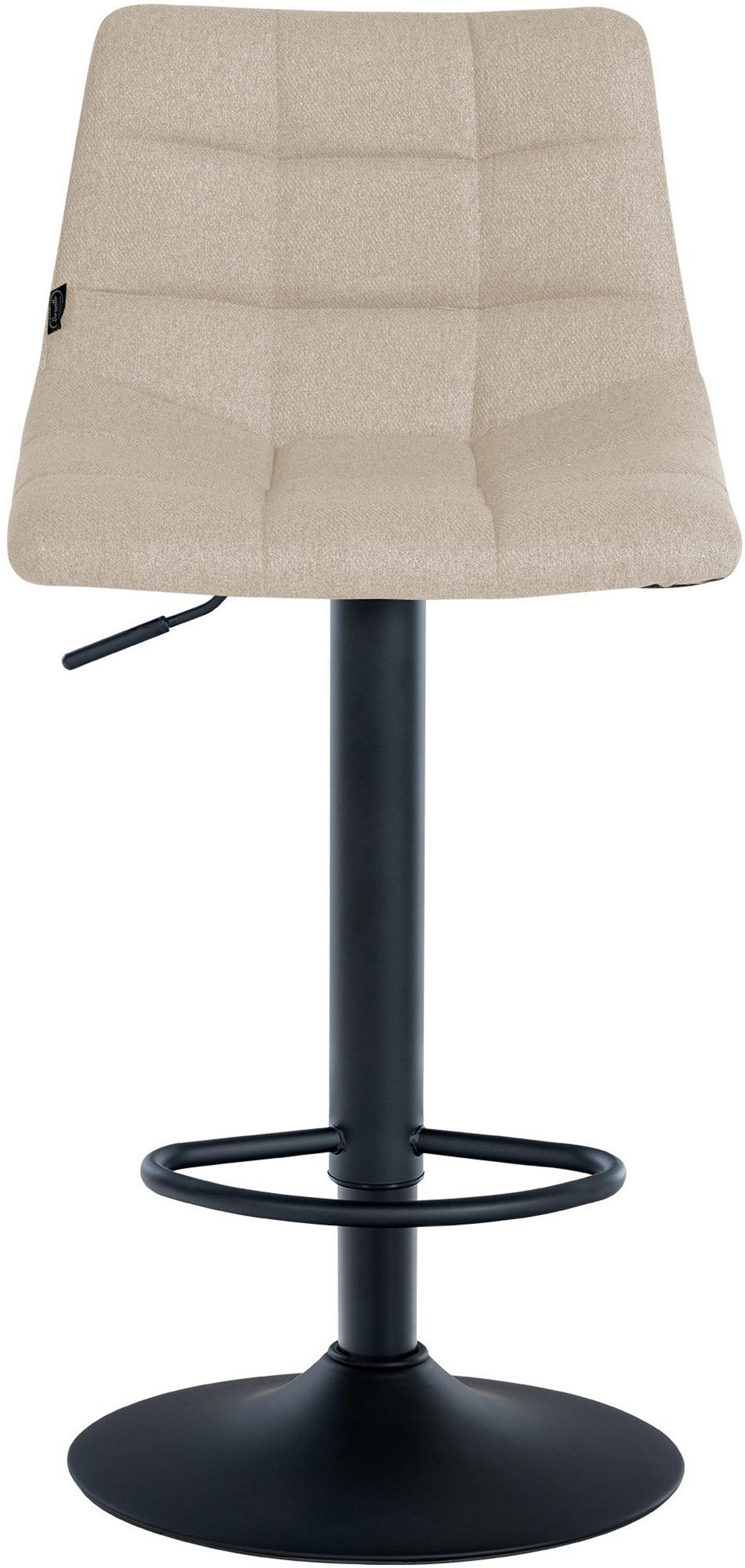 BARHOCKER James Stoff schwarz creme - Schwarz/Naturfarben, Textil/Metall (43/108.5/46.5cm) - TPFLiving