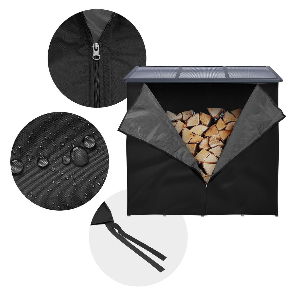 KAMINHOLZREGAL - Anthrazit, Metall (70.5/145/145.3cm) - ML-DESIGN
