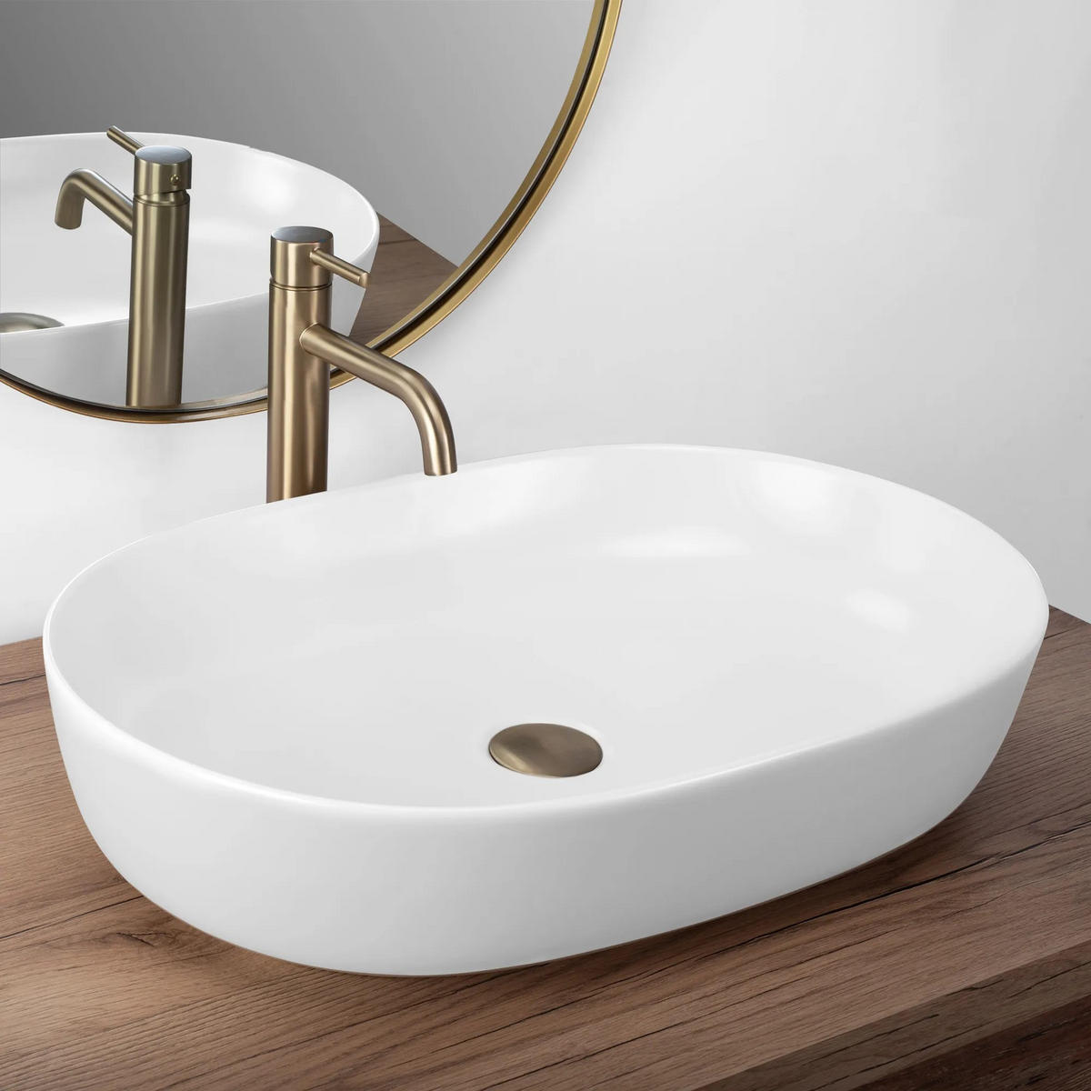 AUFSATZWASCHBECKEN Rea Cleo 61 White Matt - Weiß, Keramik (41/14/60.5cm) - REA