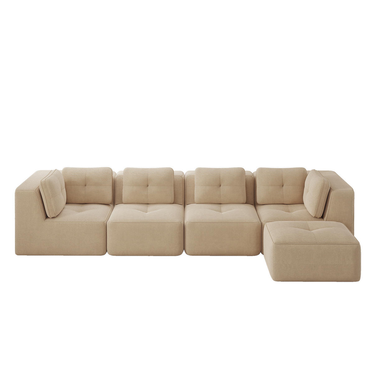 ECKSOFA modular mit tiefer Sitzfläche 74 cm Cord Beige - Beige, Kunststoff (177/386.1cm) - Meubliv