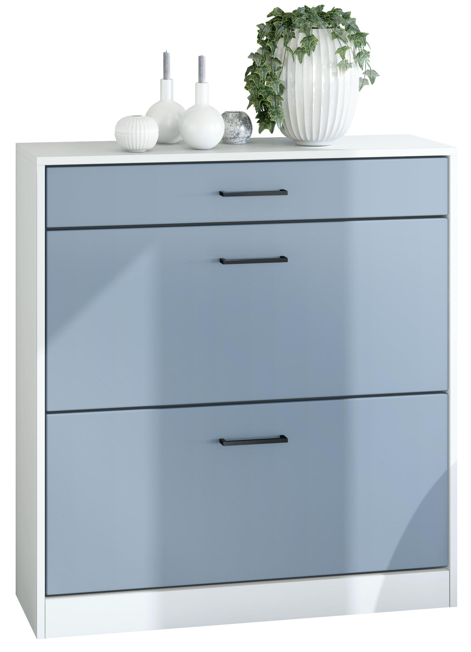 Vladon Schuhschrank Pastellblau 89x95.5x27 cm