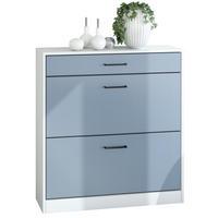 SCHUHSCHRANK Elvas Front in Denim matt - Pastellblau, Holzwerkstoff (89/95.5/27cm) - Vladon