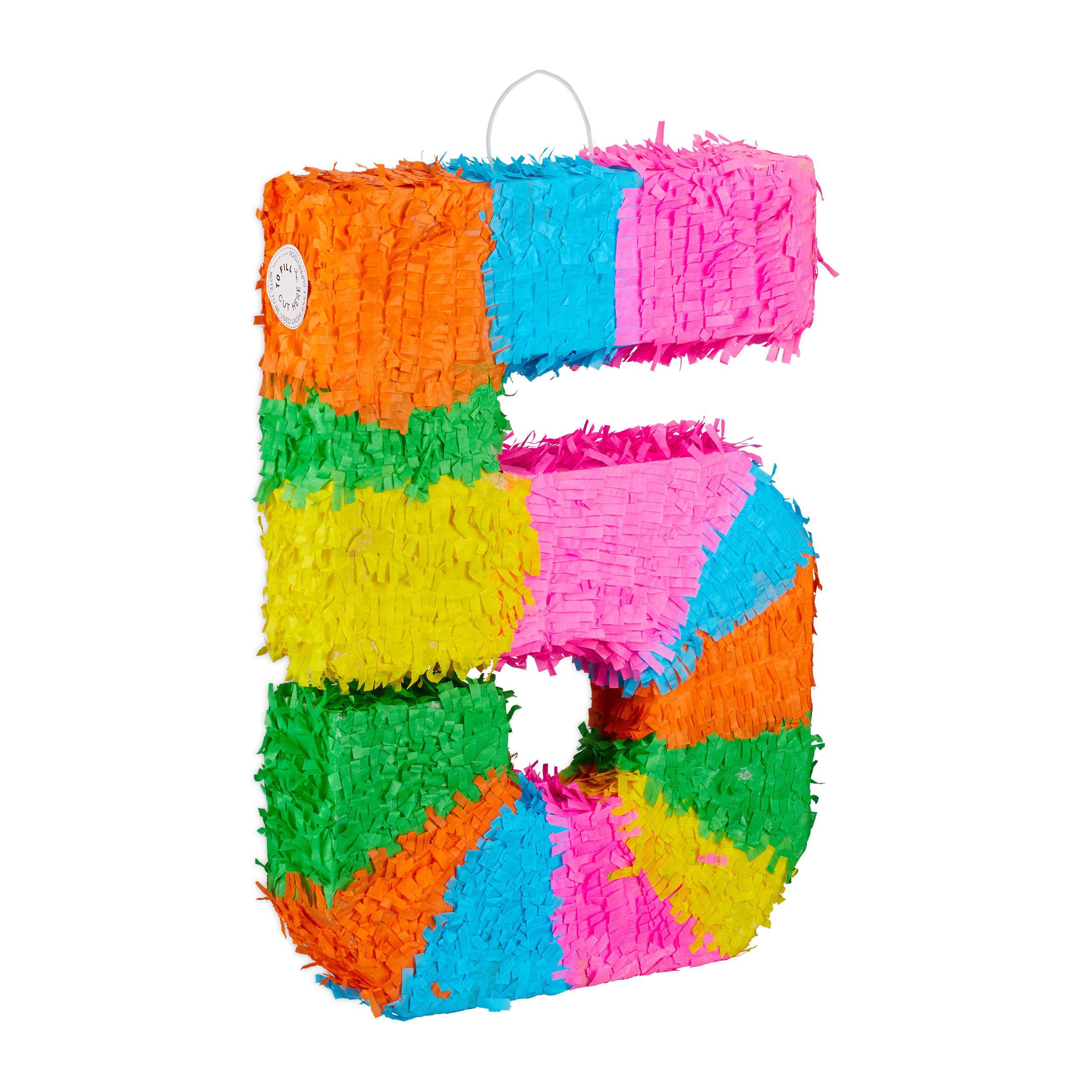 Relaxdays PIÑATA Barevná číslice 5 papír 50,5 cm