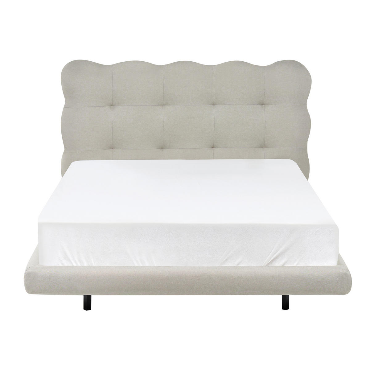 POSTELJA z letvenim dnom 120/200 blago bež Soulisse - črna/bež, tekstil (120/200cm) - Beliani