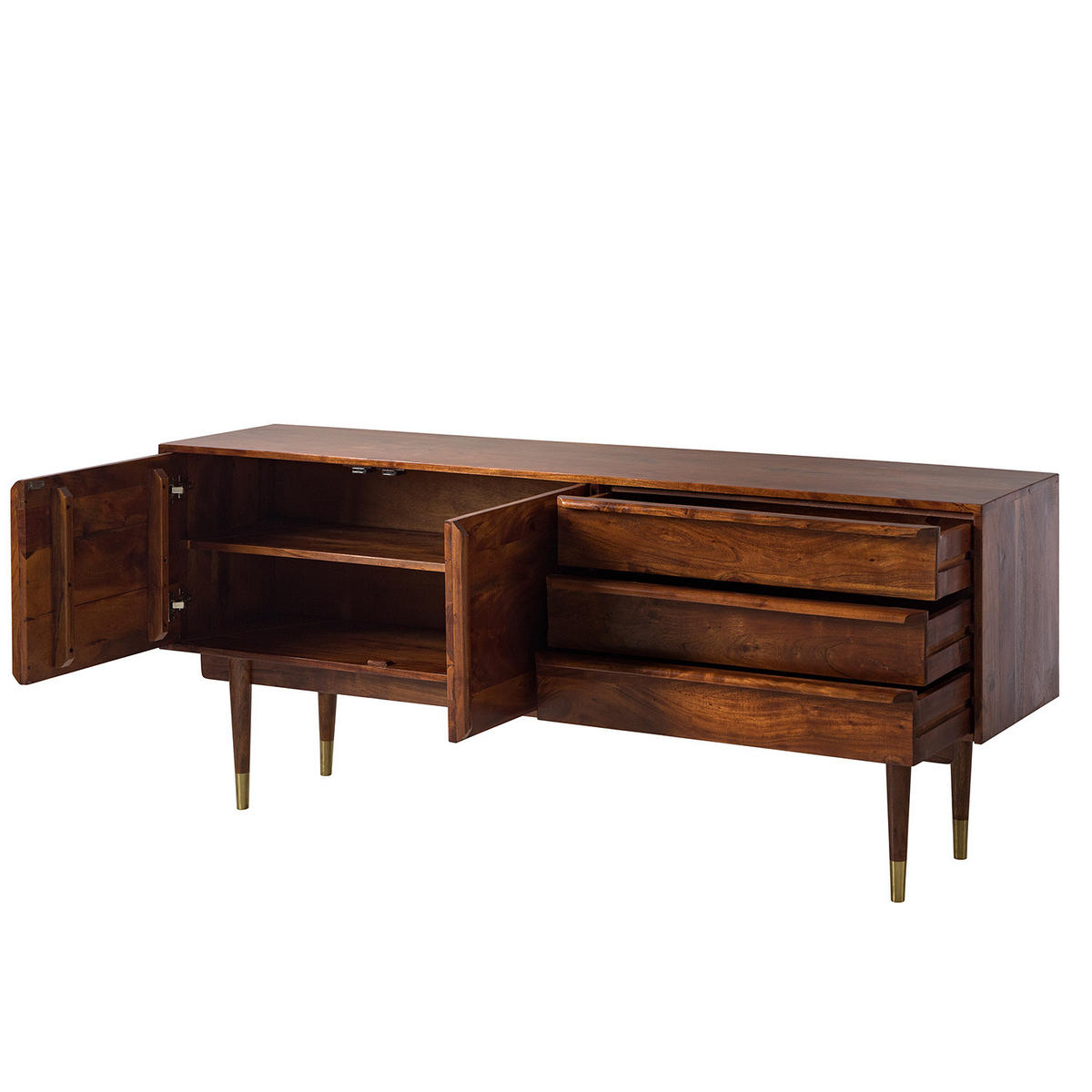 SIDEBOARD - Akazie massiv / Metall - Akaziefarben, Holz (180/80/42cm) - home24