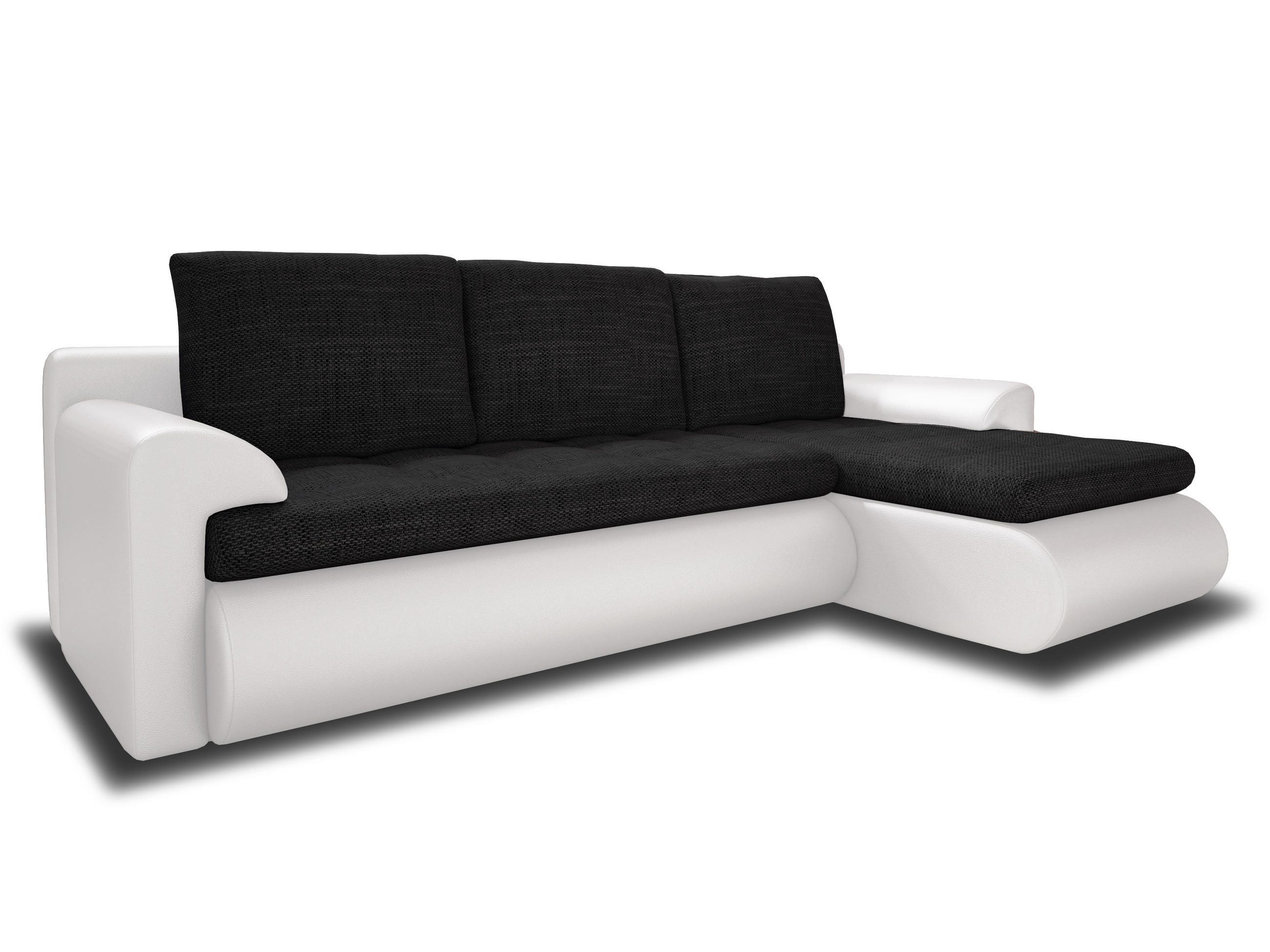 ECKSOFA Santi, Seite: Rechts - Schwarz/Weiß, Holz/Textil (226/152cm) - Sofnet