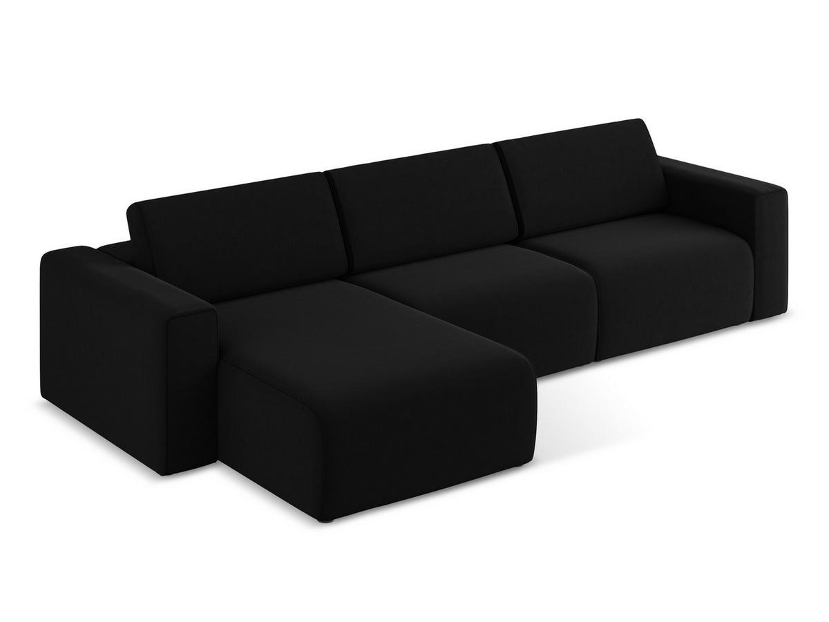 ECKSOFA Links Samt Stoff Schwarz - Schwarz/Grau, Kunststoff/Textil (167/314cm) - Makamii