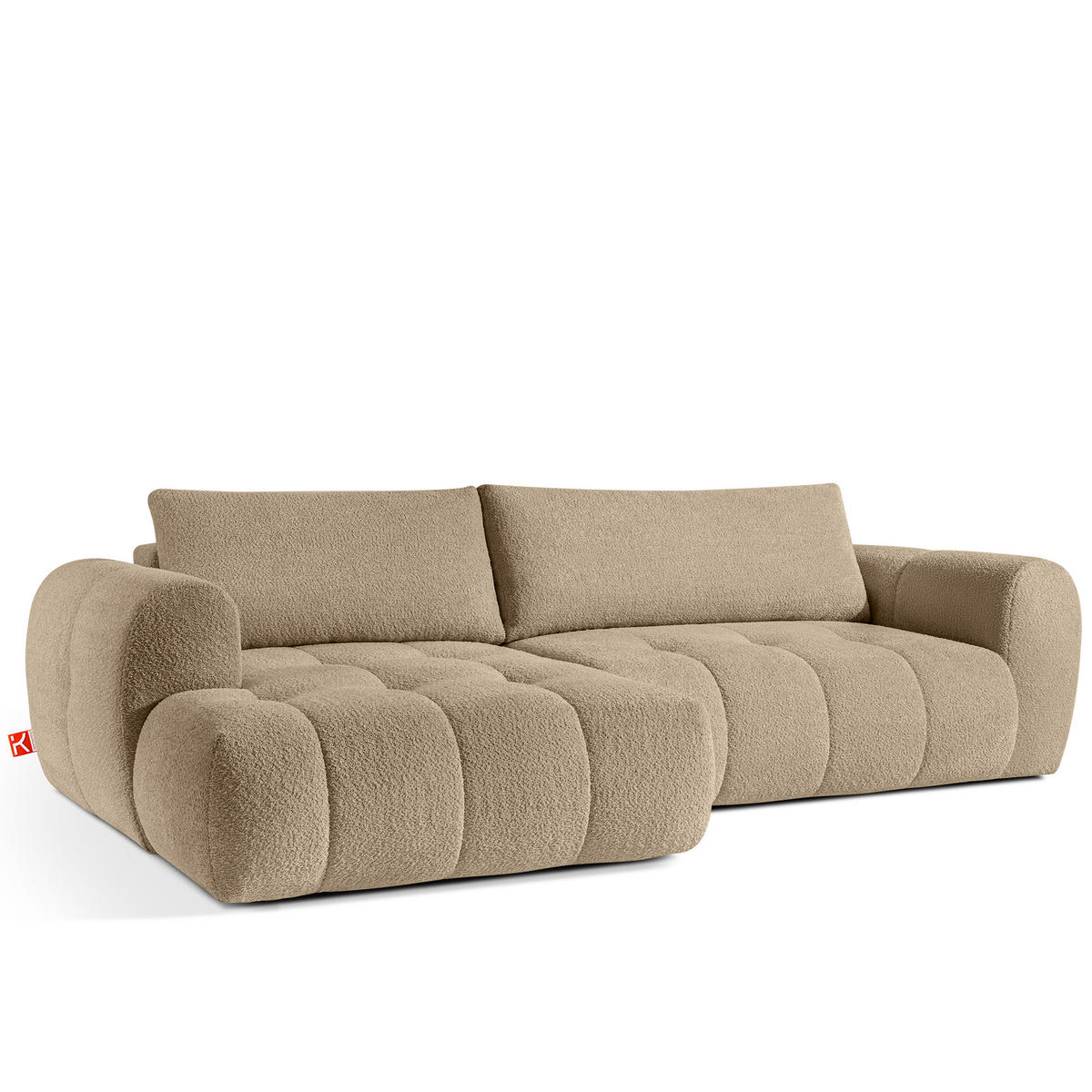 ECKSOFA LINKS LIRA, Beige, Bouclé - Beige, Holz/Holzwerkstoff (295/112cm) - KONSIMO®