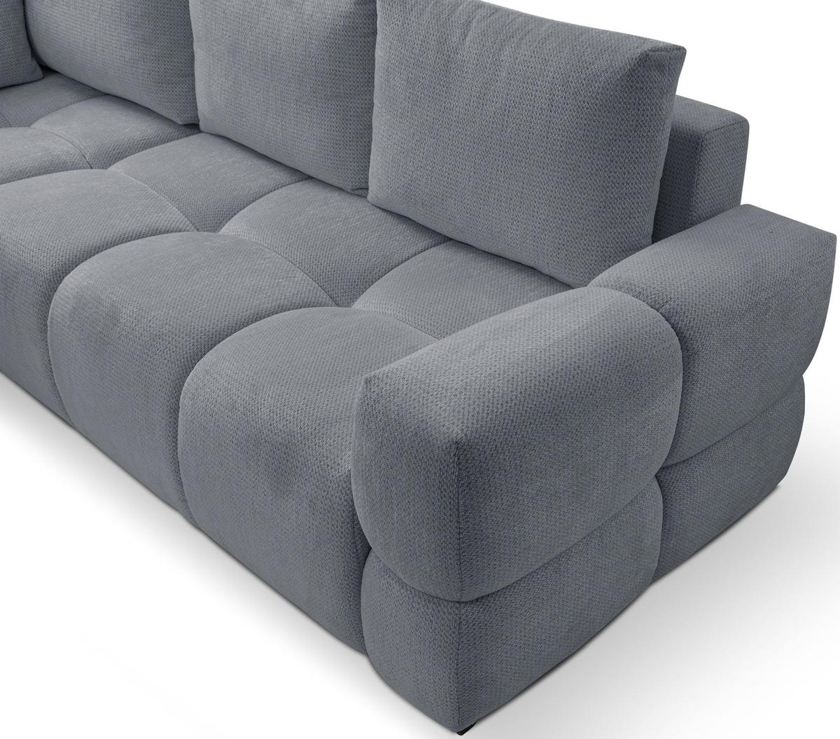 ECKSOFA Taremi mit Chenillebezug Dunkelgrau, beidseitig - Dunkelgrau/Schwarz, Textil (267/185cm) - Selsey