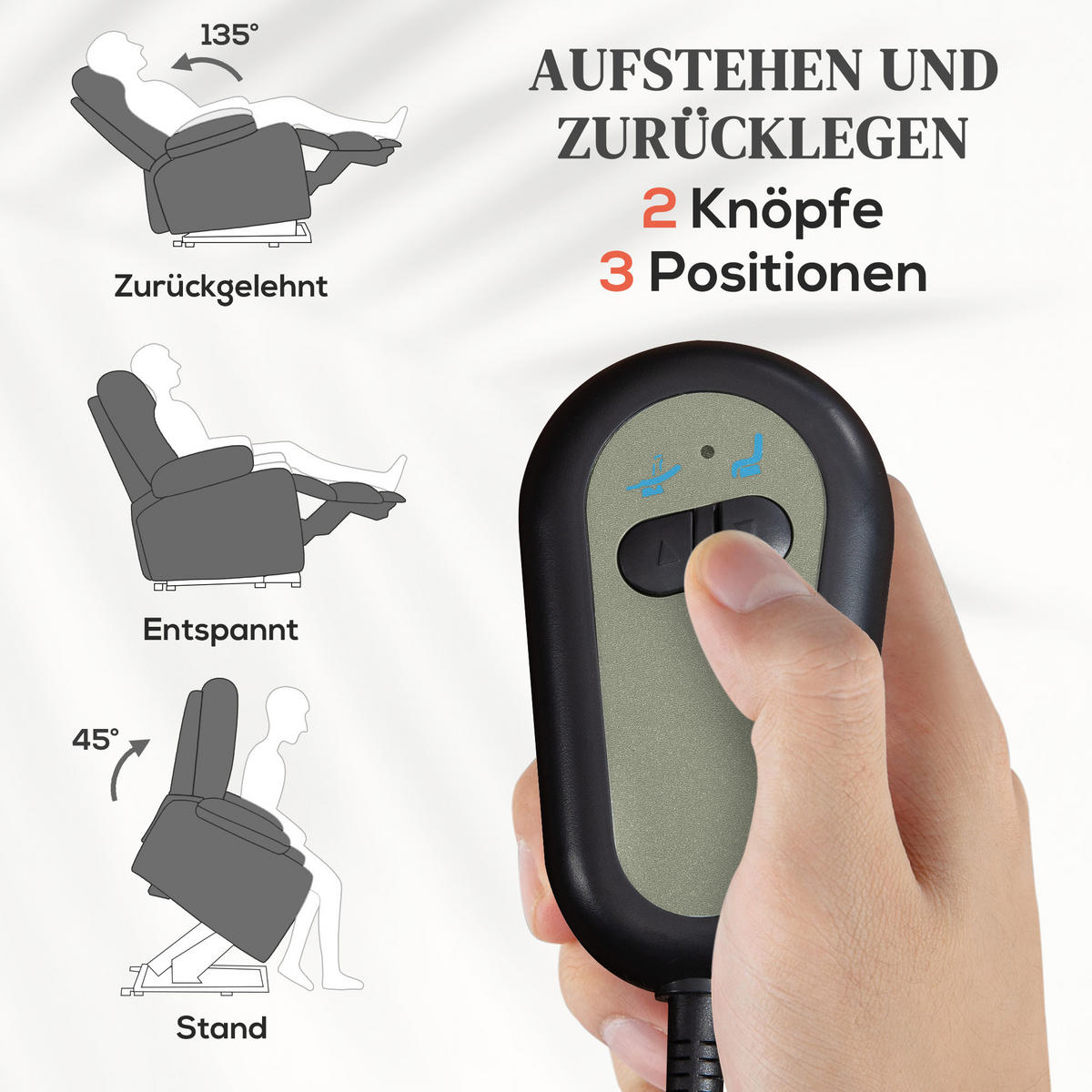 FERNSEHSESSEL mit Aufstehhilfe Relaxsessel mit Liege-, Heiz- und Massagefunktion - Dunkelgrau/Schwarz, Textil/Metall (91/110/93cm) - HOMCOM