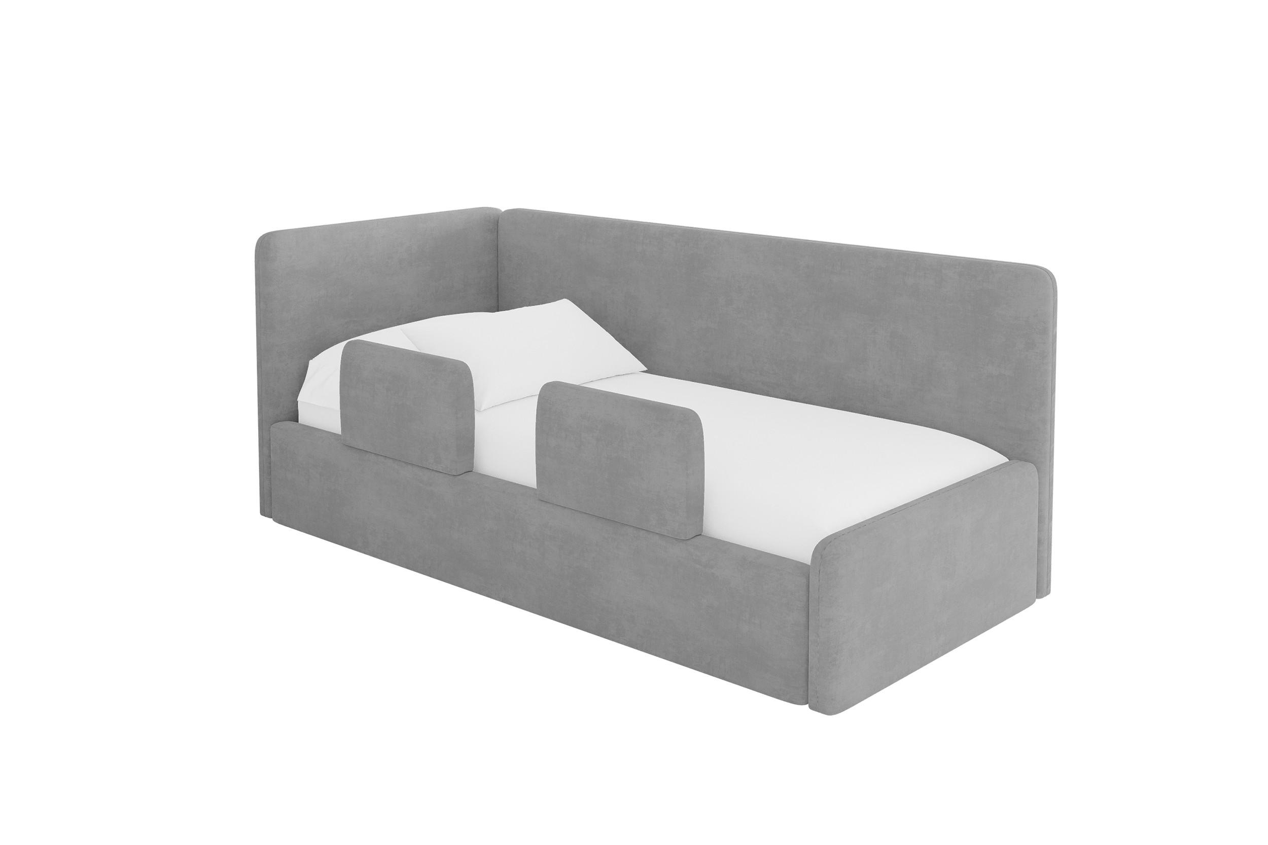 EINZELLBETT Jugendbett mit Bettkasten, Rechts - NORY 90x200 Grau - Silberfarben, Holzwerkstoff/Textil (90/200cm) - ALTDECOR
