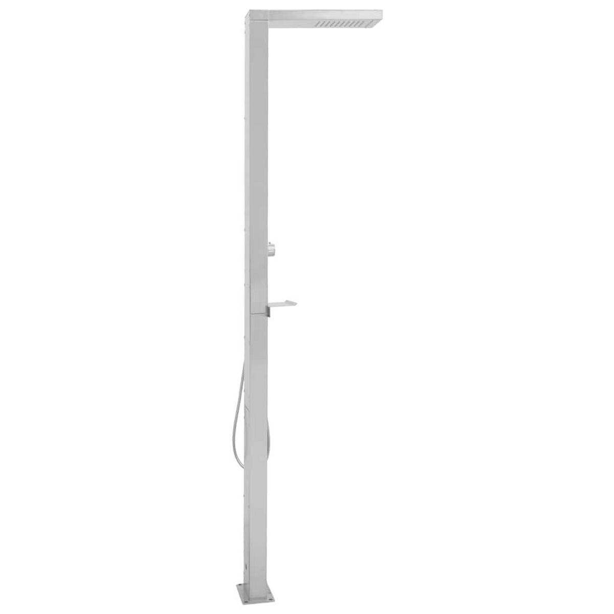 GARTENDUSCHE Edelstahl Quadratisch - Silberfarben, Metall (44/210/15cm) - vidaXL