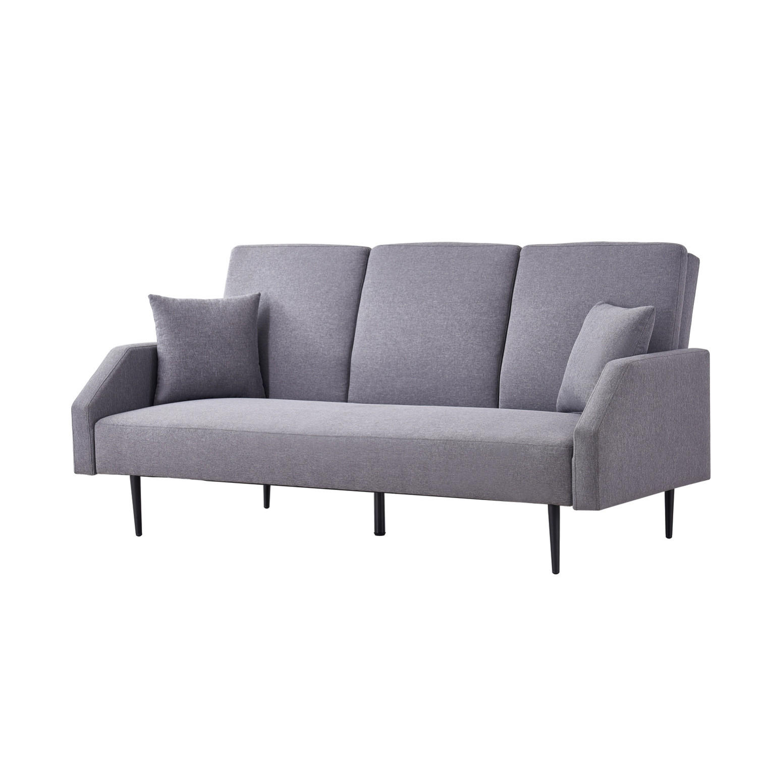 SCHLAFSOFA dublin grau 3-sitzer stoff - Grau, Holz (184/88/86cm) - Concept Usine