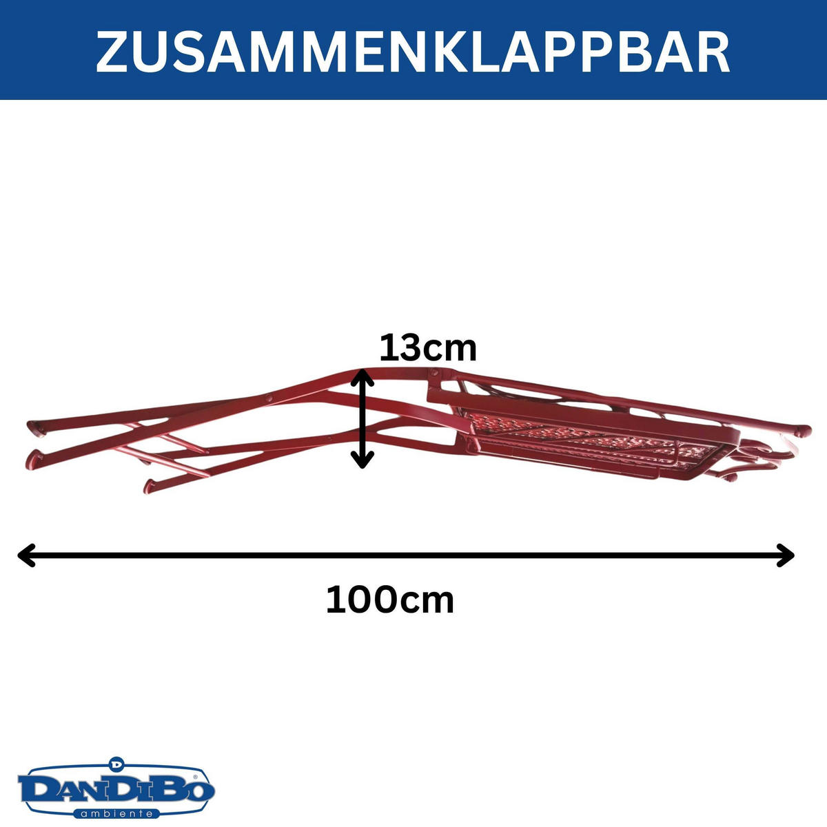GARTENSTUHL Klappbar Antik Rot Metall Rosso Wetterfest 90cm Bistrostuhl - Rot, Metall (38.5/90/35cm) - DanDiBo
