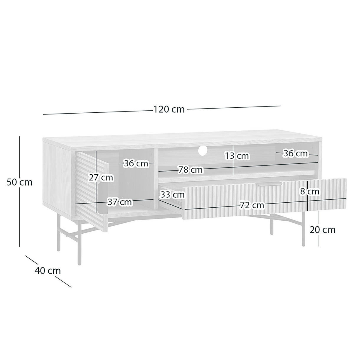 TV-LOWBOARD KNIVS - 120 CM - Eichefarben/Schwarz, Holzwerkstoff (120/50/40cm) - home24
