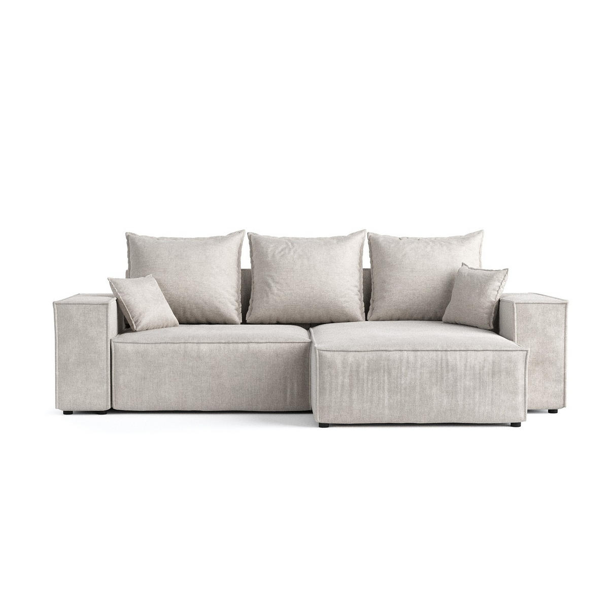 ROHOVÁ SEDAČKA SENSO, textil, Světle béžová - černá/béžová, dřevo/kompozitní dřevo (255/148cm) - AltaBeds