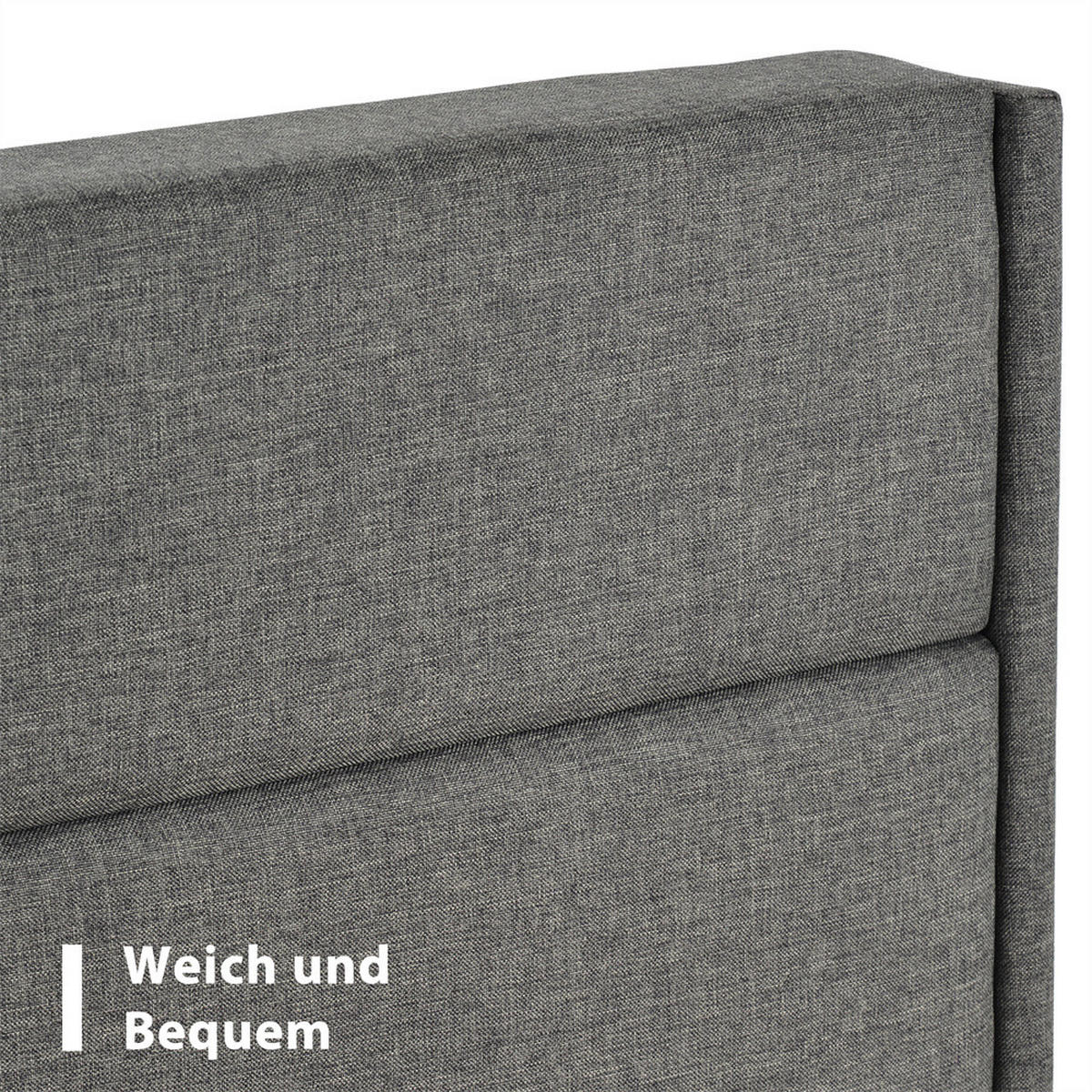 POLSTERBETT 140/200 cm in Grau Leinen - Dunkelgrau, Holz/Textil (140/200cm) - KOMHTOM