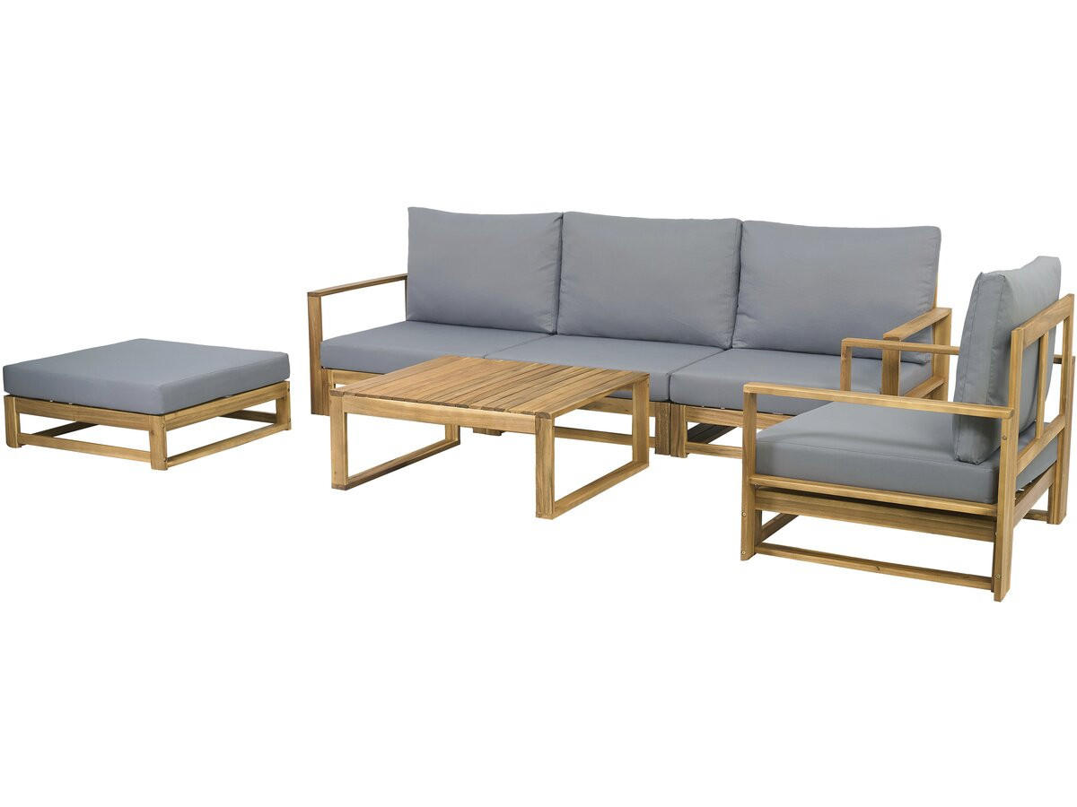 LOUNGEGARNITUR Bellingham 5-Sitzer Grau - Grau, Holz - Habitat Garten