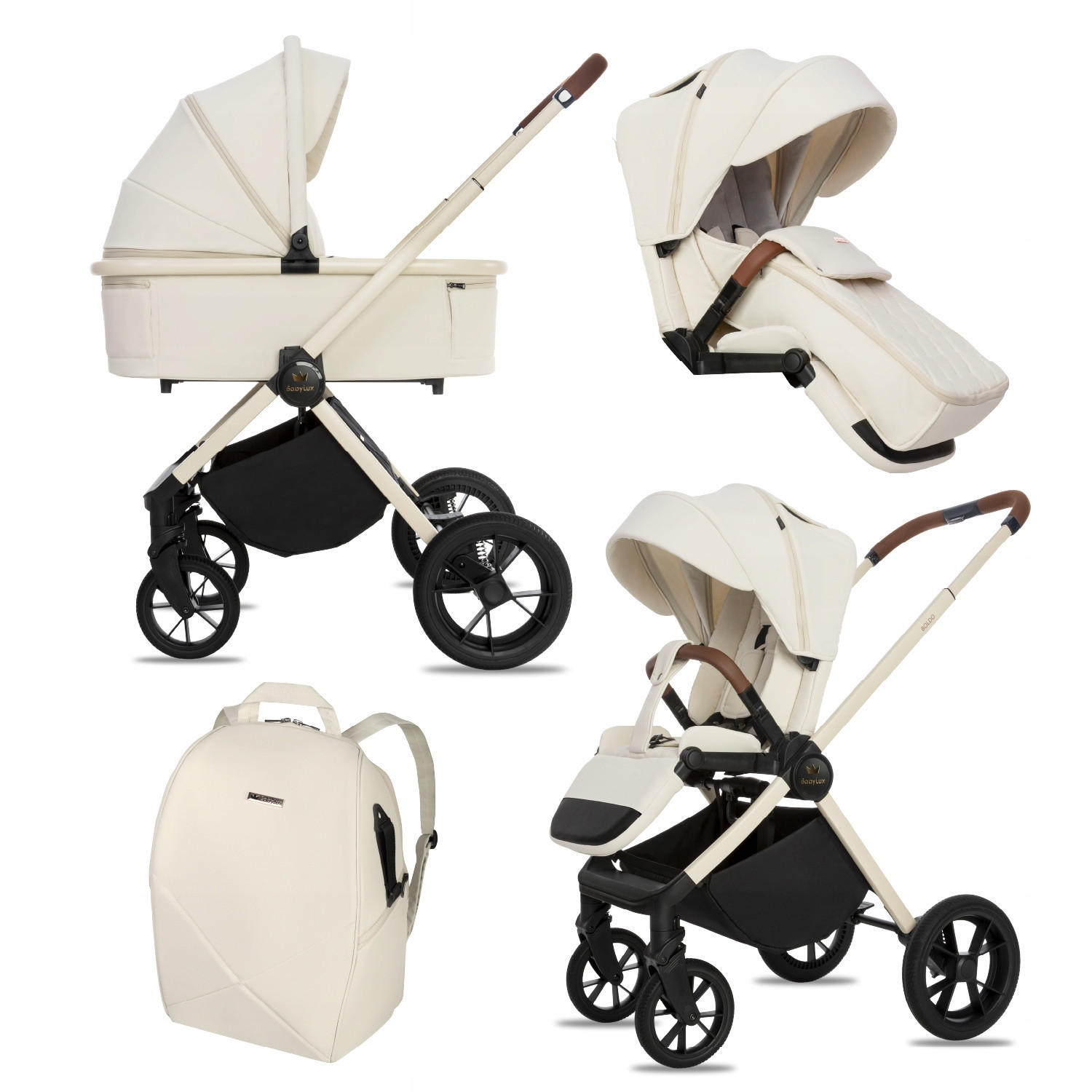 KINDERWAGEN Boldo 2in1 Olive Babywanne, Buggy Sportsitz, Faltbar, Wickeltasche - Schwarz/Weiß, Textil/Metall (58/98cm) - BabyLux