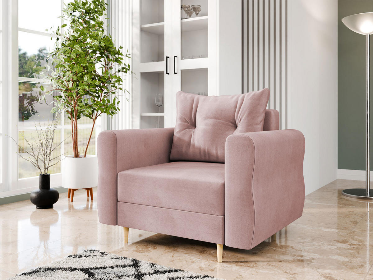 SESSEL Zako - Naturfarben/Rosa, Holz/Textil (106/85/77cm) - MIRJAN24