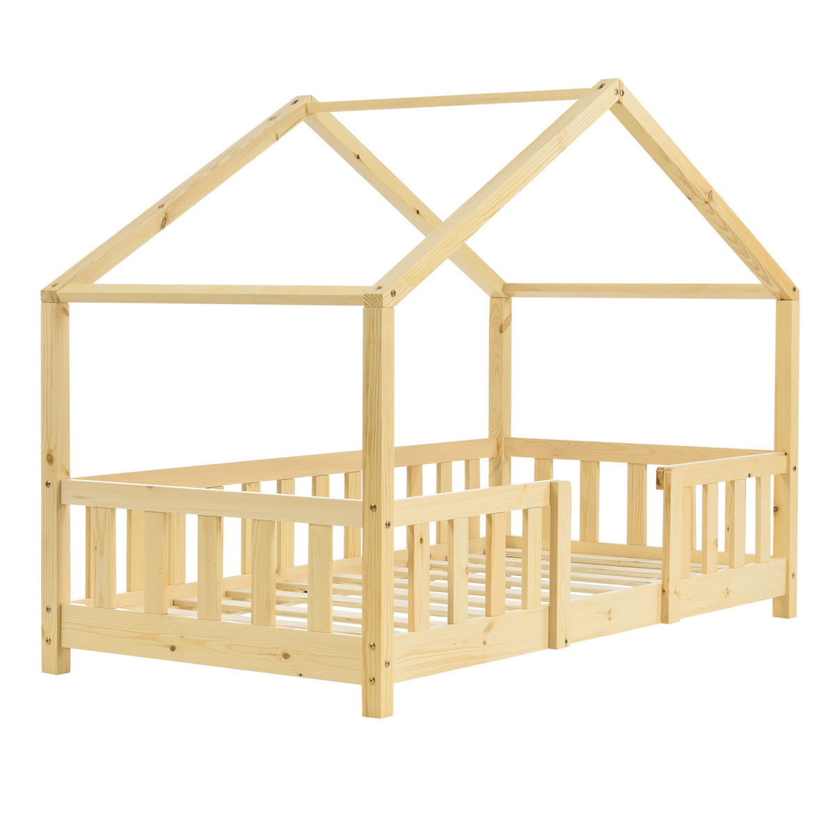 HAUSBETT Treviolo - Naturfarben, Holz (70/140cm) - [en.casa]