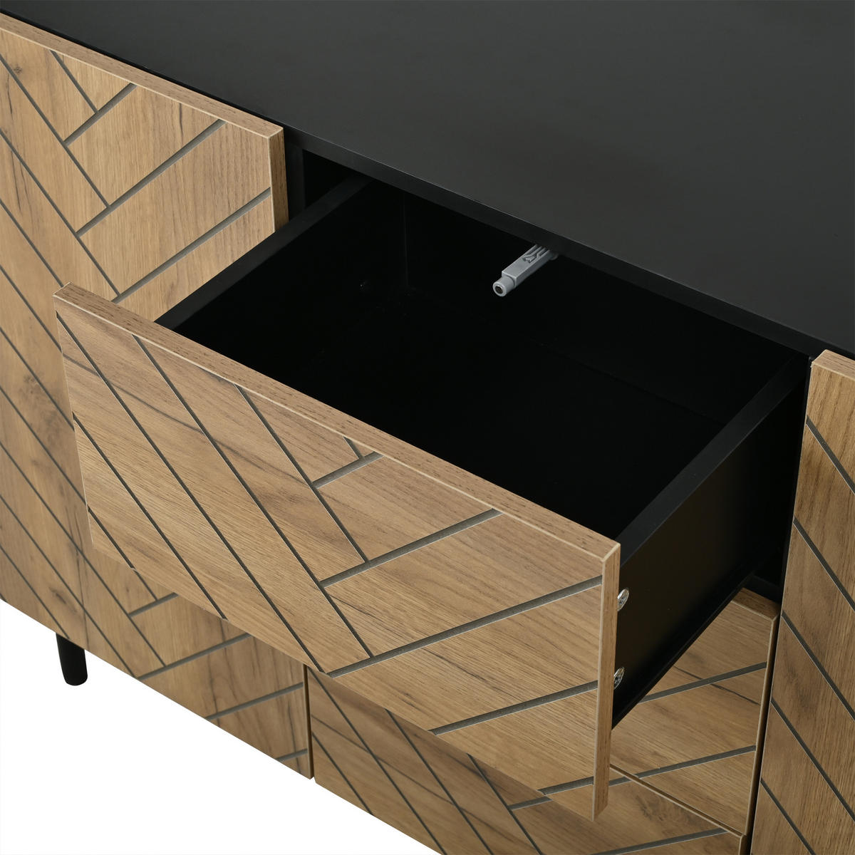 SIDEBOARD 3 Schubladen 2 Türen 120cm Stauraumschrank Modern - Naturfarben, Holzwerkstoff (120/76/40cm) - FLIEKS