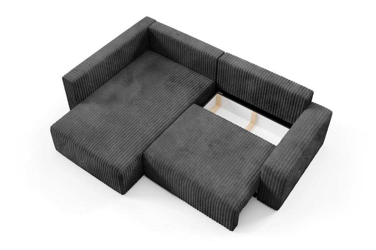 ECKSOFA Natalia Xl - Schwarz, Holzwerkstoff/Textil (182/245cm) - Fun Möbel