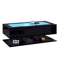 COUCHTISCH aus Spanplatte und gehärtetem Glas 100x50x35 cm Schwarz mit LED-Beleuchtung und 2 Schubladen - Schwarz, Holzwerkstoff (100/50/35cm) - IVMEU