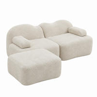SOFA modular mit Hocker Samt Beige - Beige, Textil (167/192cm) - Meubliv