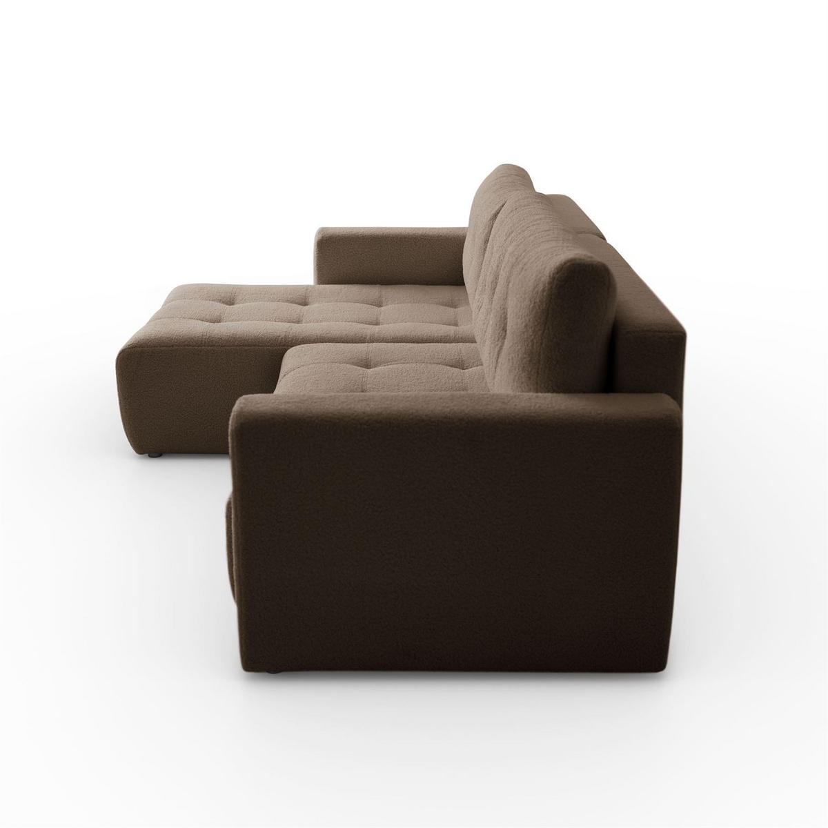 ECKSOFA VIENNA Stil Bettkasten und Funktionalität Bouclé Braun Links - Braun, Holz (143/261cm) - Kaiser Möbel