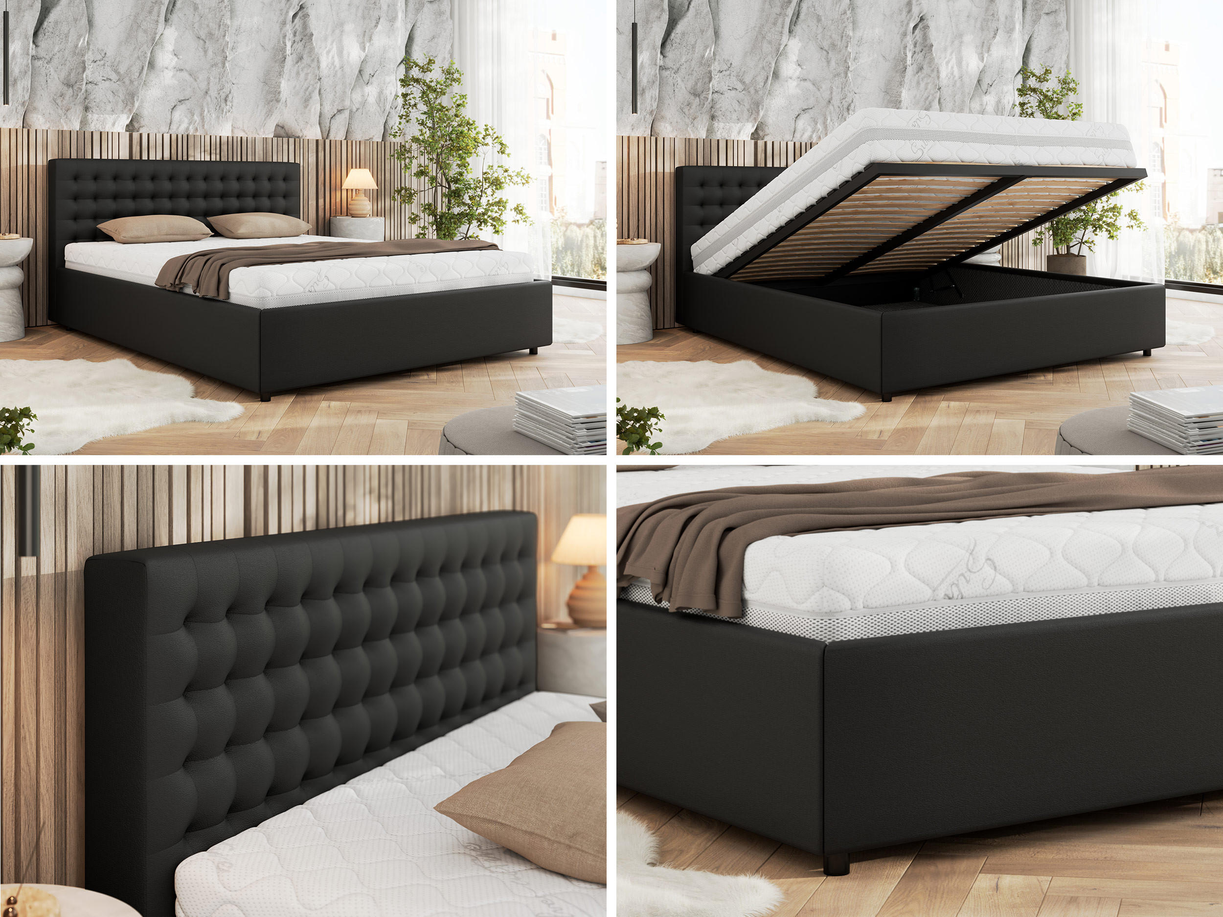 Thumbnail - MKS Polsterbett, Schwarz, Textil, H3, 7-Zonen, Rechteckig, 160x200 cm, Oeko-Tex®, Schlafzimmer, Betten, Polsterbetten