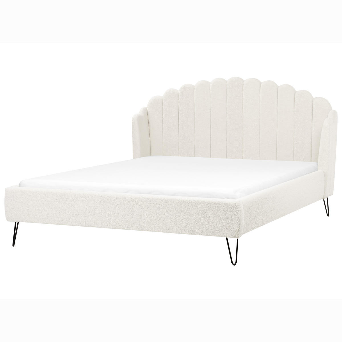 POLSTERBETT mit Lattenrost 180x200 cm Weiß Ambillou - Creme, Textil (180/200cm) - Beliani
