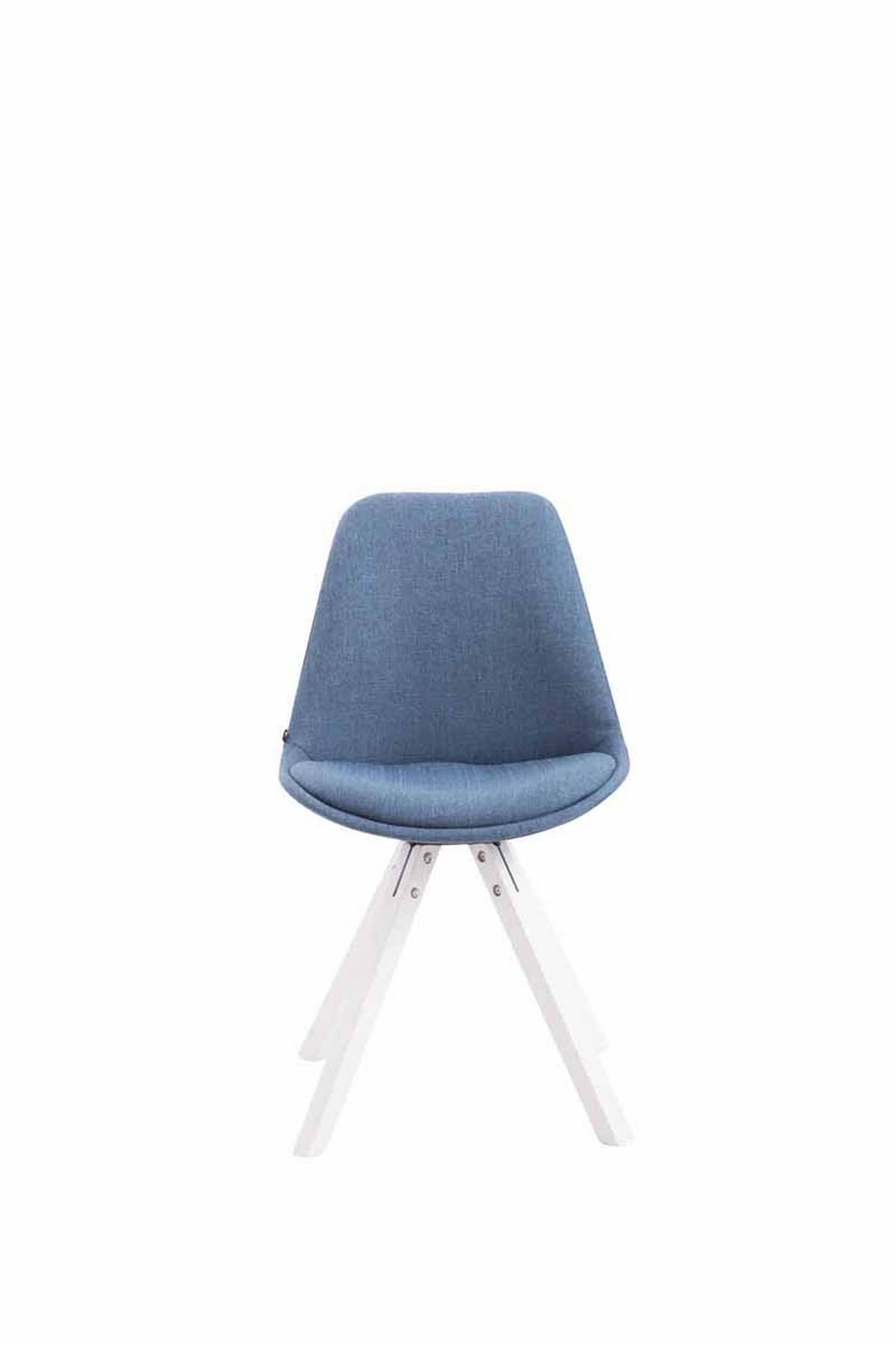 BESUCHERSTUHL Toulon Stoff, Gestell Buchenholz Weiß Square Blau - Blau/Weiß, Holz/Buchenholz (48/83/56cm) - TPFLiving