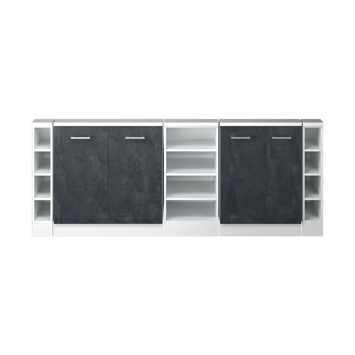 DACHSCHRÄGENSCHRANK-SET Rion Schwarz Beton 5er Set - Schwarz, Holzwerkstoff (210/81.6/46cm) - Vicco