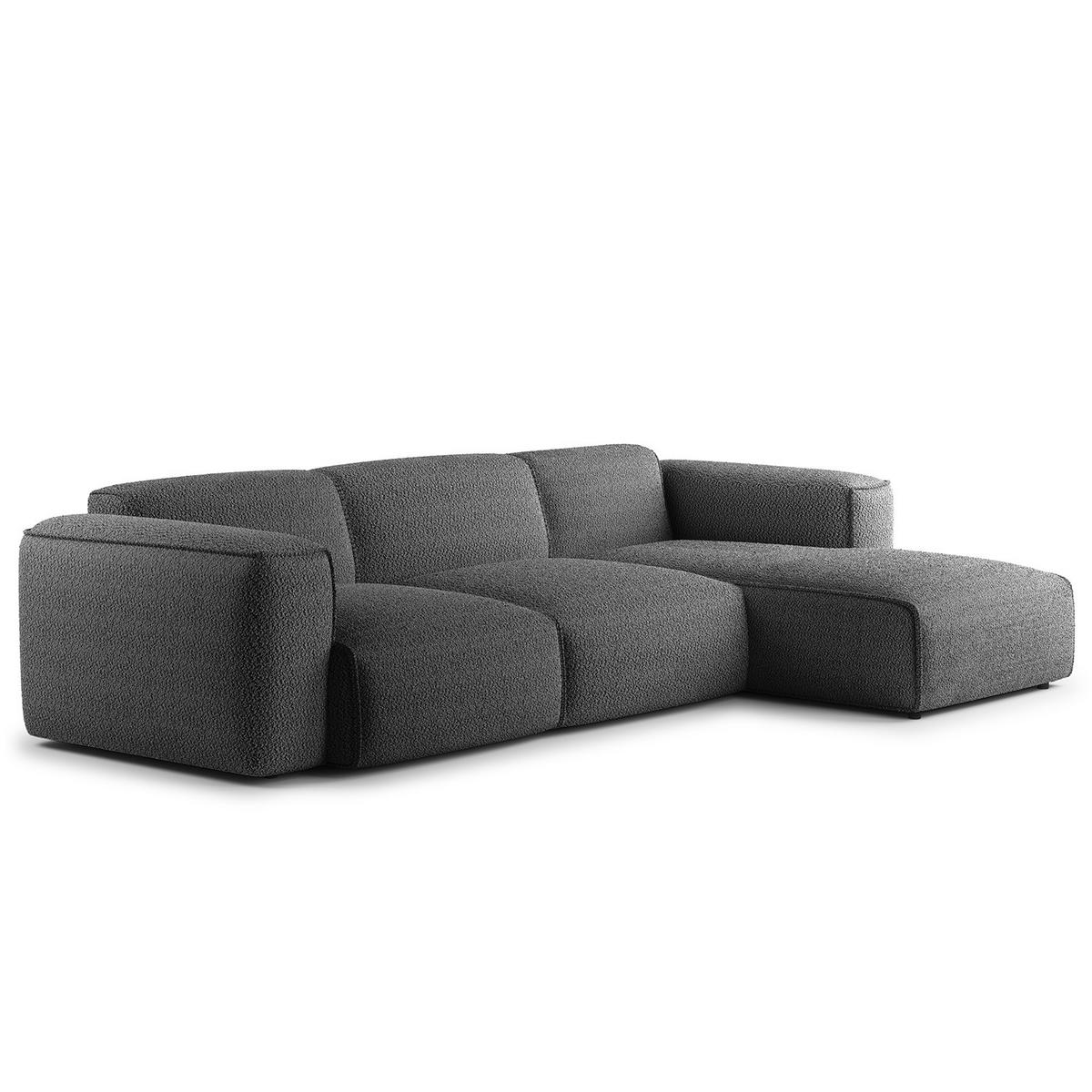 3-SITZER ECKSOFA mit Longchair - Anthrazit/Schwarz, Kunststoff/Textil (284/173cm) - home24