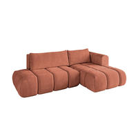 ECKSOFA Ottomane Rechts CLOUD-L 289x180x40 Apricot Velours - Koralle, Holzwerkstoff/Kunststoff (289/180cm) - ALTDECOR