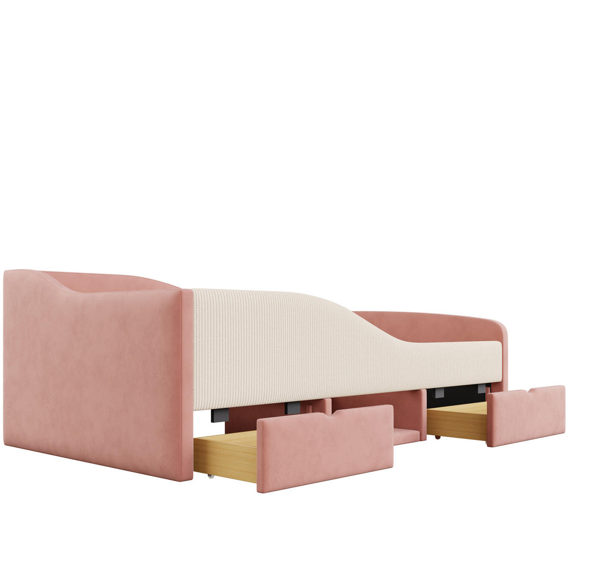 POLSTERBETT 90/190 cm rosa/cremeweiß aus Samt mit 2 Schubladen - Rosa, Textil (90/190cm) - OKMYHOME