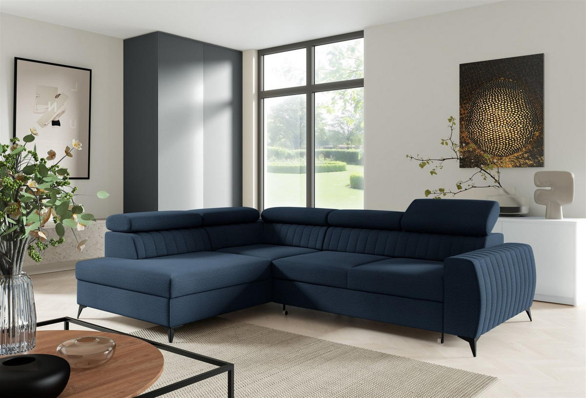 ECKSOFA Toronto - Blau, Holzwerkstoff/Textil (270/200cm) - Fun Möbel