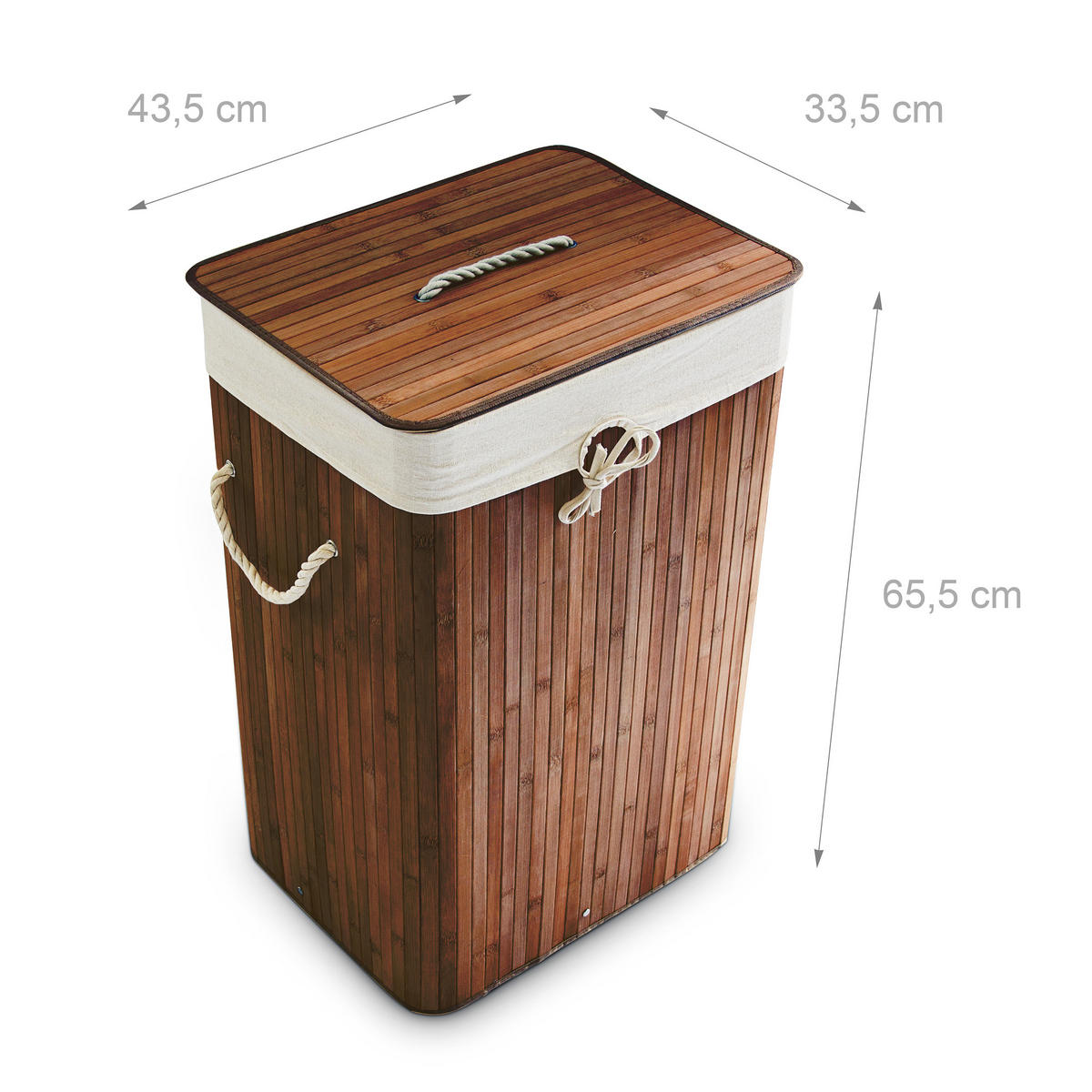 WÄSCHEKORB - Braun, Holz/Textil (43.5/65.5/33.5cm) - Relaxdays