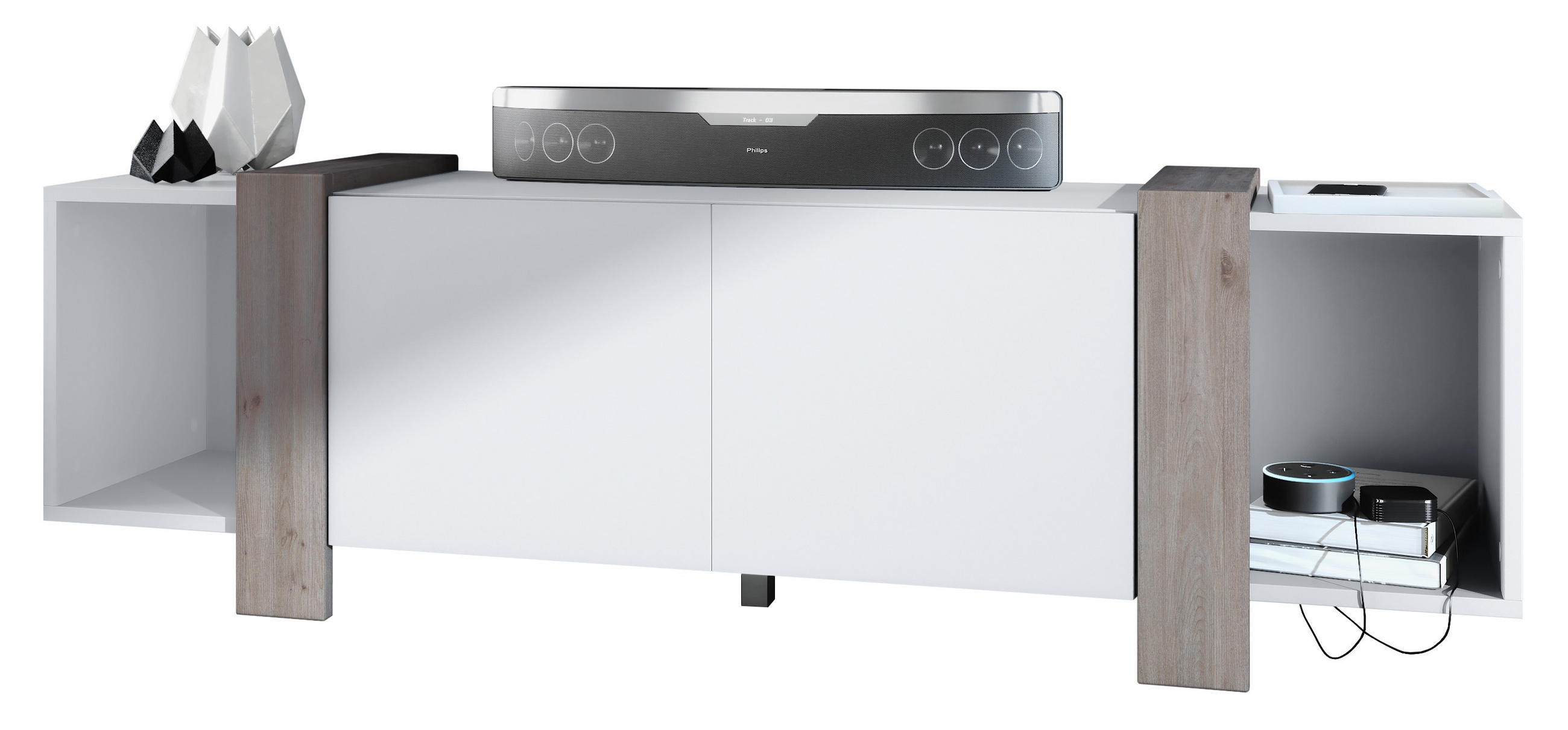 Vladon Lowboard Silbereichen 149x45.5x34 cm