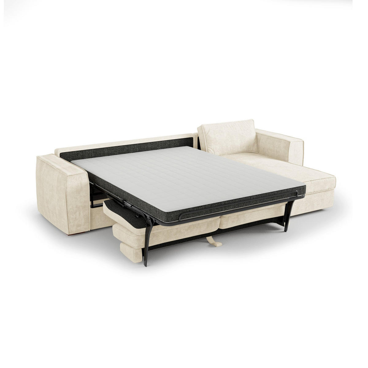 ECKSOFA rechtwinklig MIKA Köpergewebe mit weichem Griff Creme 292cm - Creme, Textil (292/100cm) - Premium Interiors