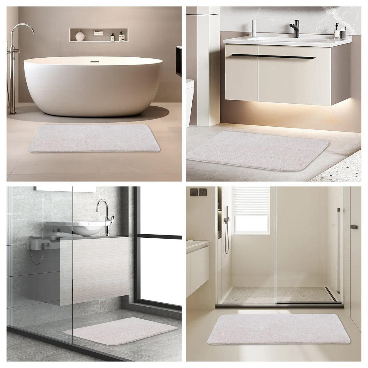 BADEMATTE rutschfest waschbar, weicher Badteppich, saugstark 50x80 cm Beige - Beige, Textil (50/80cm)