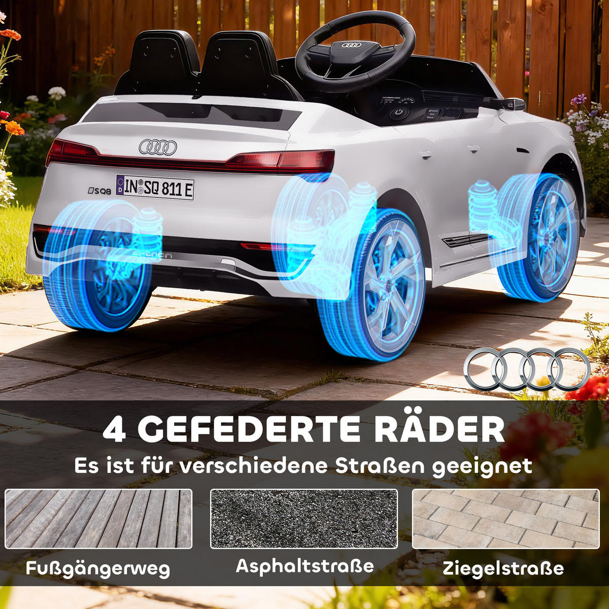 ELEKTRO-KINDERAUTO DE-06253 Audi Q8 lizenziert mit Fernsteuerung Weiß - Weiß, Kunststoff/Metall (98/49.5/43cm) - ComfortXL