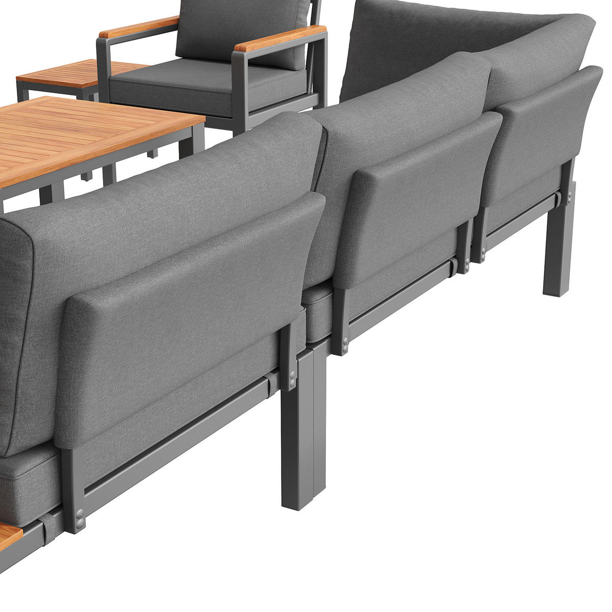 LOUNGEGARNITUR Modular 6-tlg. Grau - Grau, Metall - ComfortXL