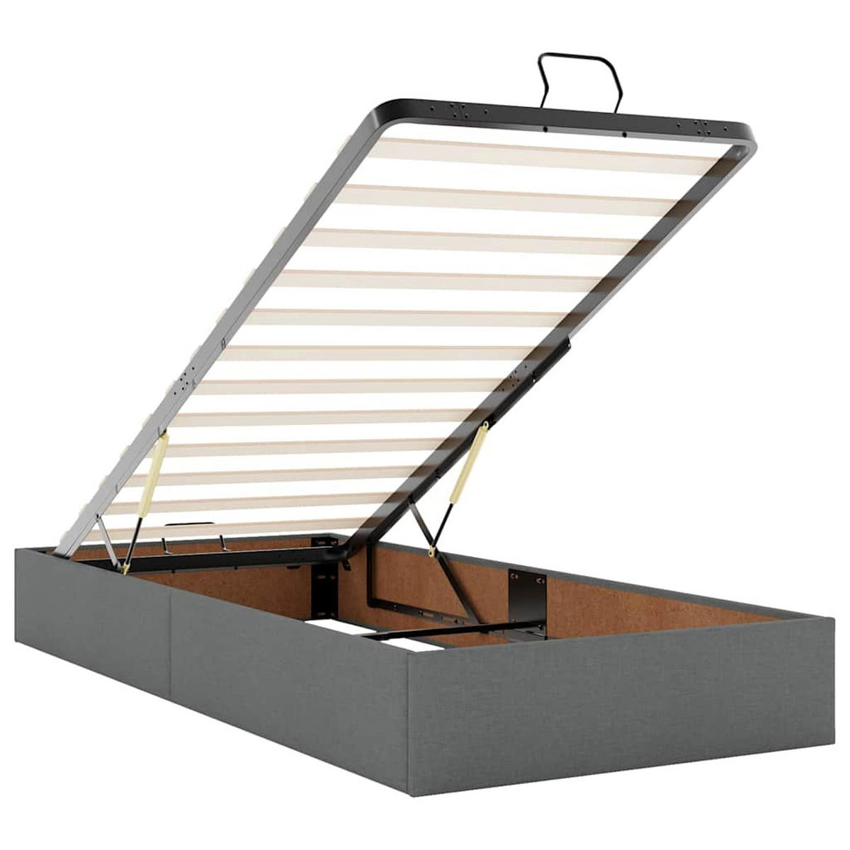 OTTOMAN-BETT Ohne Matratze Dunkelgrau 90/200 Cm Stoff - Grau, Holzwerkstoff (90/200cm) - vidaXL