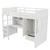 HOCHBETT 90/200 cm DE-01366, in Weiß, mit Schreibtisch, Kleiderschrank und Schubladen - Weiß, Holzwerkstoff (90/200cm) - ComfortXL